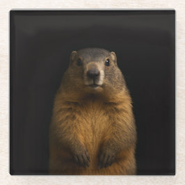 Posavasos De Vidrio Black 4 Luxe Glass coaster, Fluffy Marmot