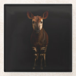 Posavasos De Vidrio Black 4 Luxe Glass coaster, Forest Okapi
