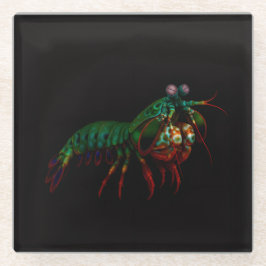 Posavasos De Vidrio Black 4 Luxe Glass coaster, Mantis Shrimp