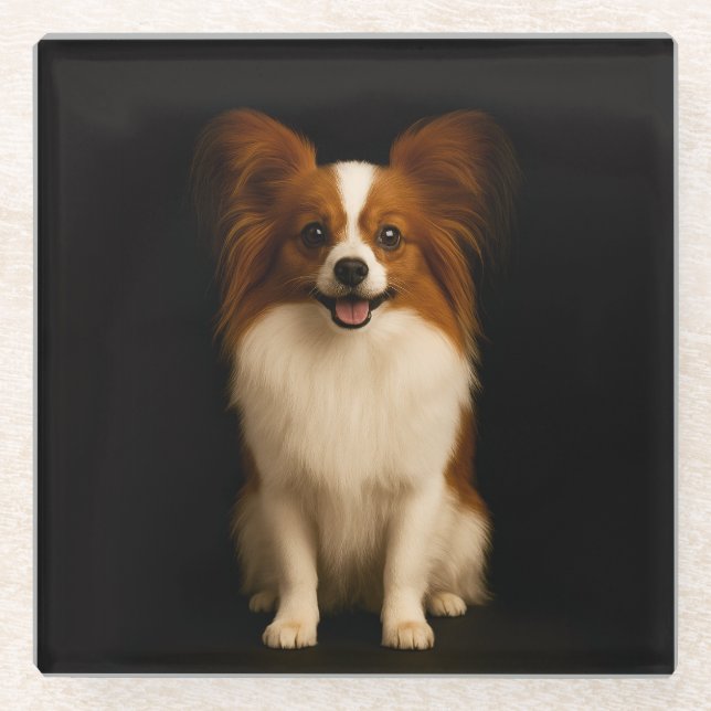 Posavasos De Vidrio Black 4 Luxe Glass coaster, Refined Papillon (Anverso)