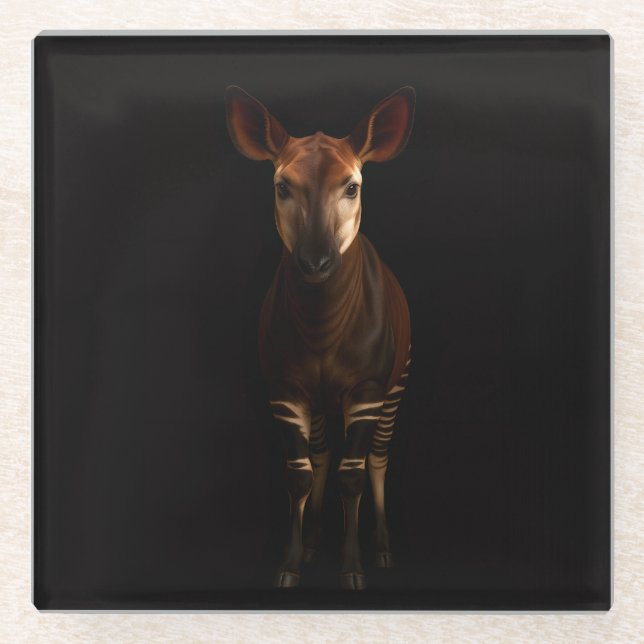Posavasos de vidrio Black 4 Luxe, Okapi del bosque (Anverso)