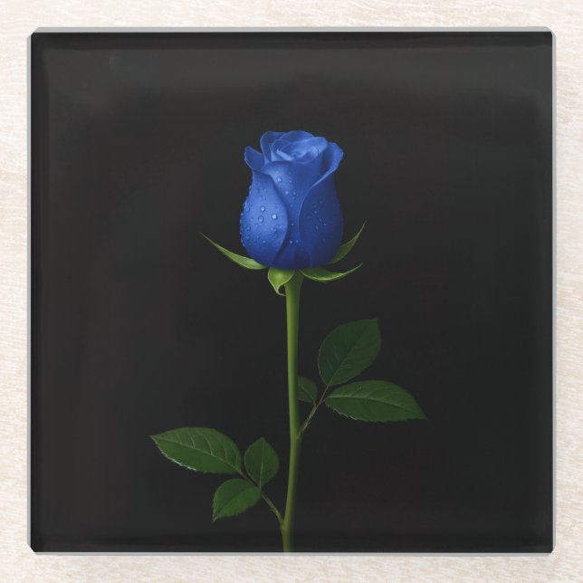 Posavasos de vidrio Black 4 Luxe, Rosa Azul de Med (Anverso)