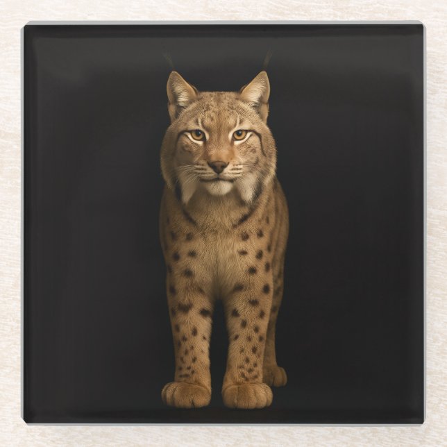 Posavasos de vidrio Black 4 Luxe, Silent Lynx (Anverso)