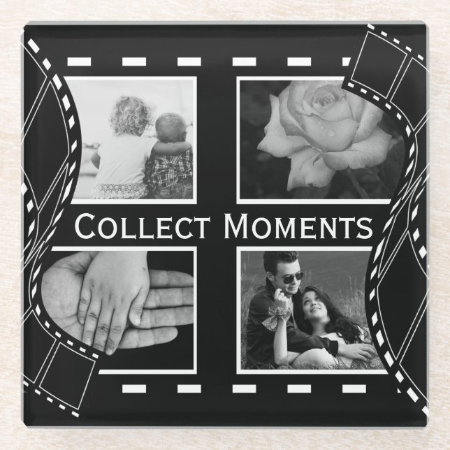 Posavasos De Vidrio Black and White Film Reel Custom Photo (Anverso)