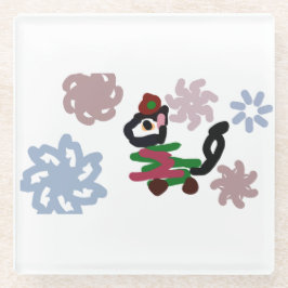 Posavasos De Vidrio Black cat winter 