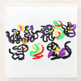 Posavasos De Vidrio Black Cats party