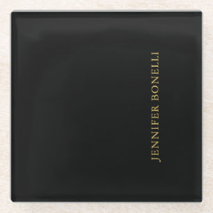 Posavasos De Vidrio Black Gold Colors Profesional Trendy Modern Plain