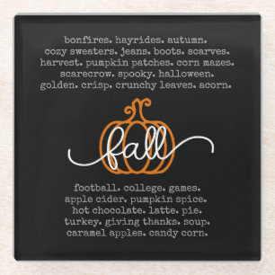 Posavasos De Vidrio Black Hello Fall Definition Wormpkin Autumn
