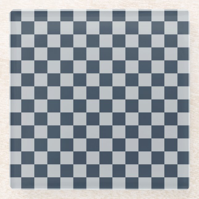 Posavasos De Vidrio Black ice checkered board pattern (Anverso)