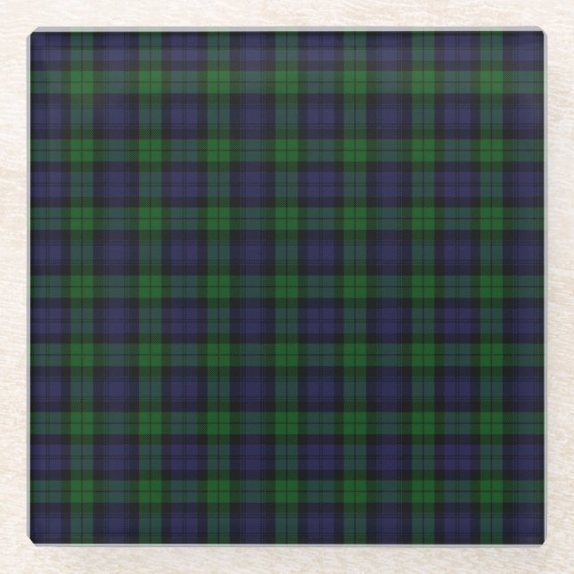 Posavasos De Vidrio Black Watch Tartan Plaid Scottish Plaid Pattern (Anverso)