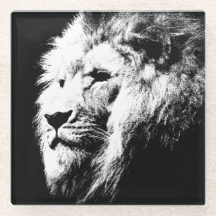 Posavasos De Vidrio Black & White Pop Art Leon Head Moderne Trendy