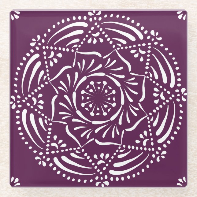 Posavasos De Vidrio Blackberry Mandala (Anverso)