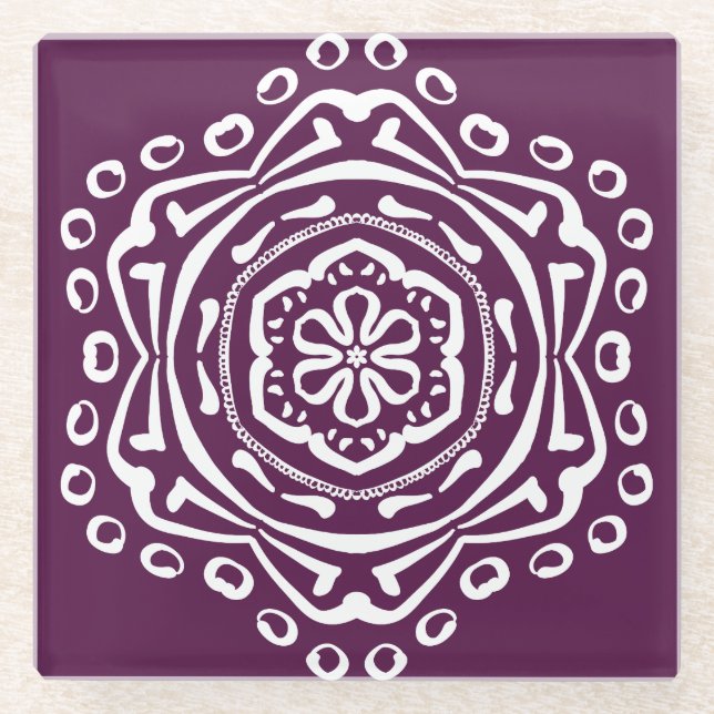 Posavasos De Vidrio Blackberry Mandala (Anverso)