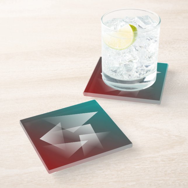 Posavasos De Vidrio blanco burdeos verde azulado (Angular)