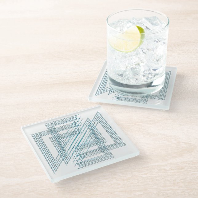 Posavasos De Vidrio Blanco opaco turquesa (Angular)