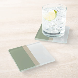 Posavasos De Vidrio Blanco verde beige negro de bloque de color modern