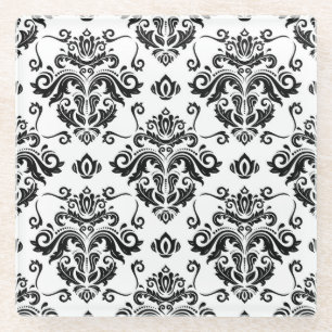 Posavasos De Vidrio Blanco y negro oriental: Textura clásica
