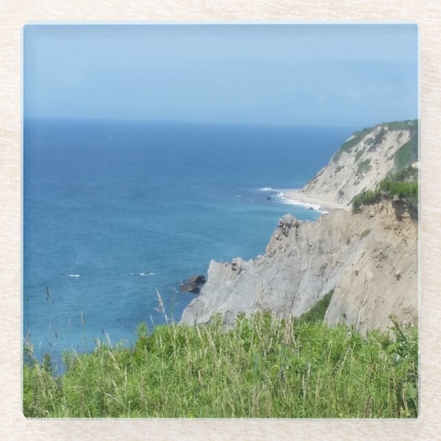 Posavasos De Vidrio Block Island Bluffs - Isla Block, Isla Rhode (Anverso)