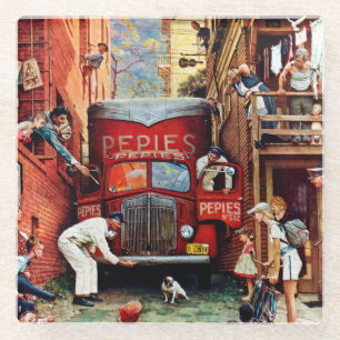 Posavasos De Vidrio Bloque de camino de Norman Rockwell