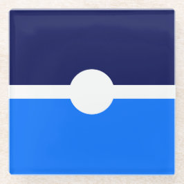 Posavasos De Vidrio Bloque de color azul marino brillante moderno blan