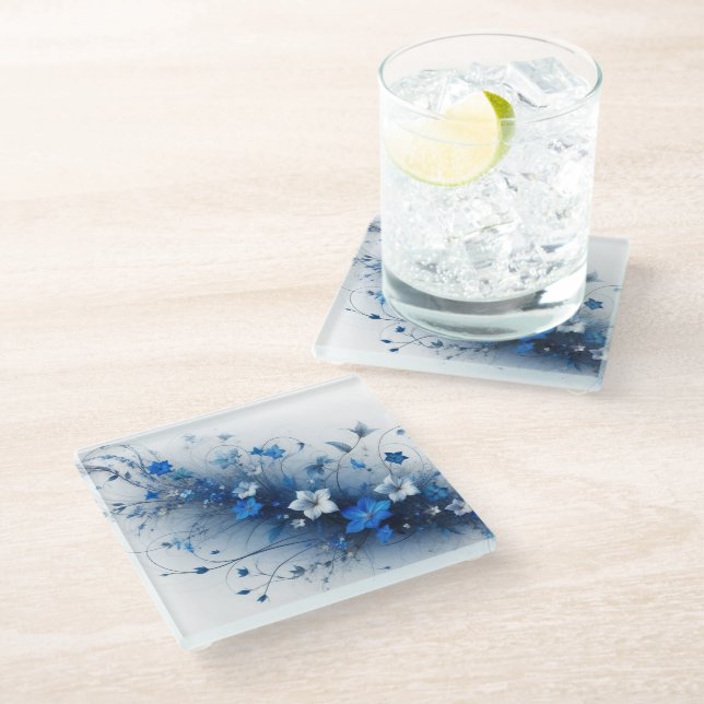 Posavasos De Vidrio  Blue and White Floral Vine Throw Pillow  (Angular)