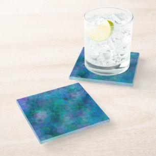 Posavasos De Vidrio Blue Bokeh Resumen arte digital