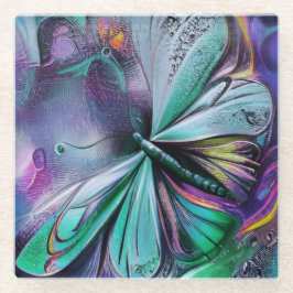 Posavasos De Vidrio Blue Butterfly