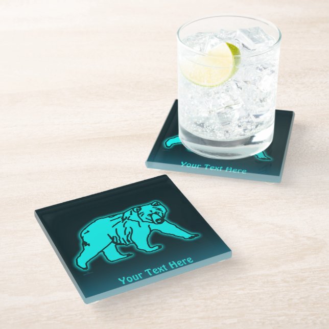 Posavasos De Vidrio Blue Kodiak Bear (Angular)