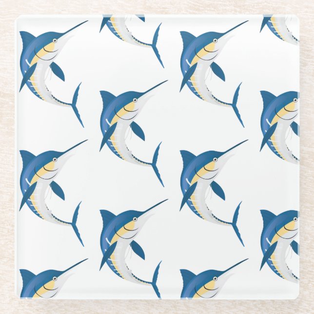Posavasos De Vidrio Blue Marlin dos patrones (Anverso)