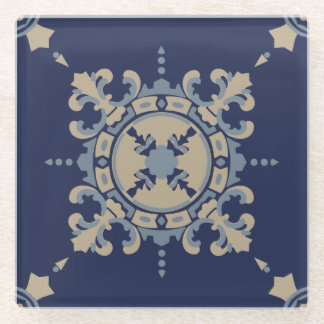 Posavasos De Vidrio Blue Mexican design Coaster