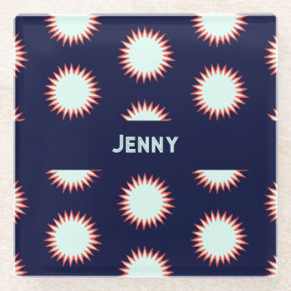 Posavasos De Vidrio Blue & Orange Flash Add The Name Bold Loud Pattern