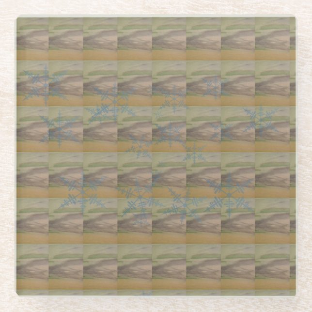 Posavasos De Vidrio Blue snowflake waves on the Seashore (Anverso)