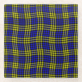 Posavasos De Vidrio Blue Yellow Plaid Checker Seamless Pattern