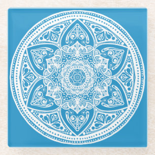 Posavasos De Vidrio Bluebird Mandala