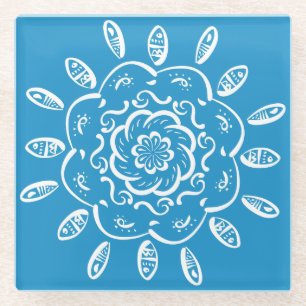 Posavasos De Vidrio Bluebird Mandala