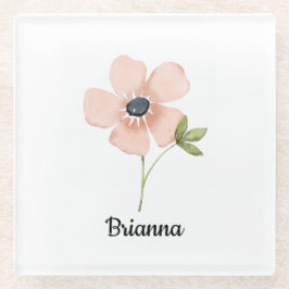 Posavasos De Vidrio Blush Watercolor Flower Name