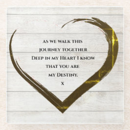 Posavasos De Vidrio Boda Compromiso Rústico Cita del Corazón