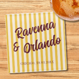 Posavasos De Vidrio Boda de Burgundy Retro con Franja de Melocotón Dis