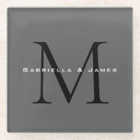 Boda de caligrafía gris negro monogramado