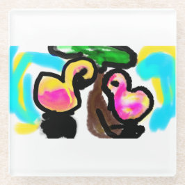 Posavasos De Vidrio Boda de flamencos rosados