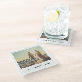 Posavasos De Vidrio Boda de Foto Instantánea Retro Única