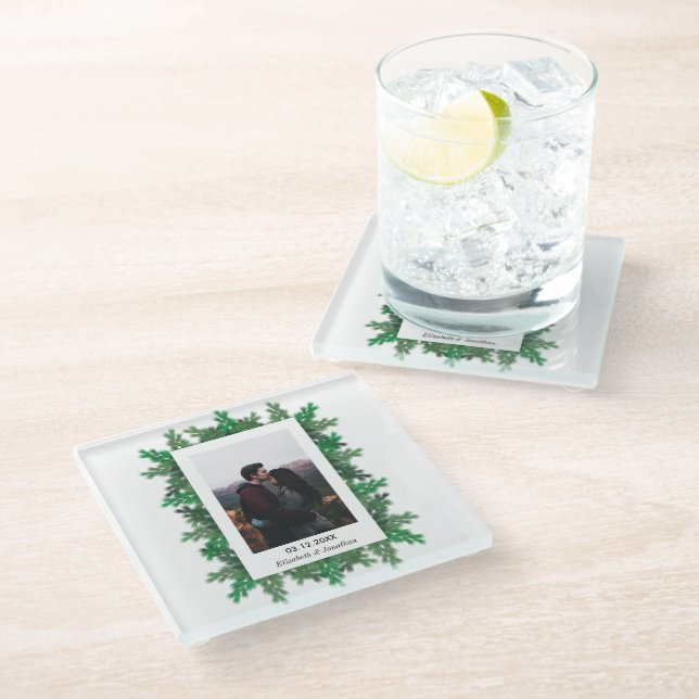 Posavasos De Vidrio Boda de fotos de ramas de árbol de invierno (Angular)