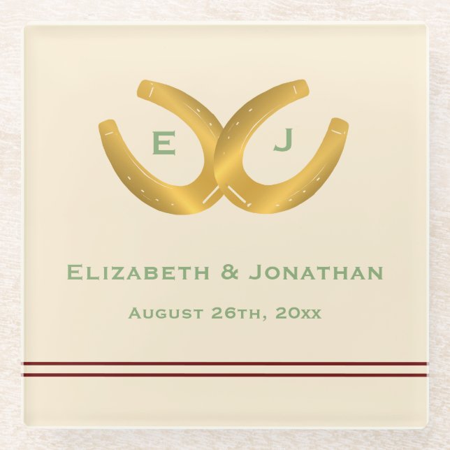 Posavasos De Vidrio Boda de herradura occidental (Anverso)