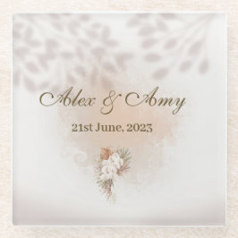 Posavasos De Vidrio Boda de personalizable