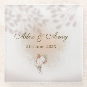 Posavasos De Vidrio Boda de personalizable