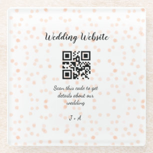 Posavasos De Vidrio Boda de sitio web escanear código QR para obtener 