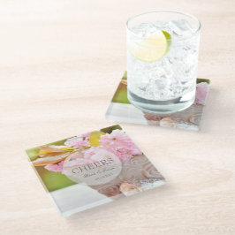 Posavasos De Vidrio Boda editable de cheers-Cherryblossoms