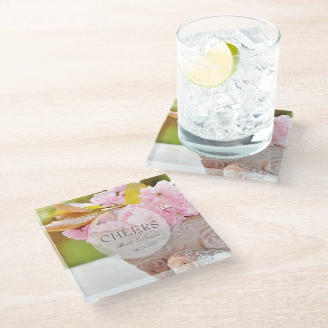 Posavasos De Vidrio Boda editable de cheers-Cherryblossoms (Angular)