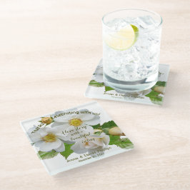 Posavasos De Vidrio Boda Favor Rosas Elegantes Bloom Completo