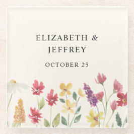 Posavasos De Vidrio Boda Floral Elegante Boho Summer Wildflowers